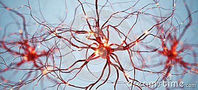 Neuron Synapse Connection - Microscopic View of Neural Network Stock Photo