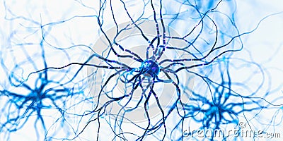 Neuron Synapse Connection - Microscopic View of Neural Network Stock Photo