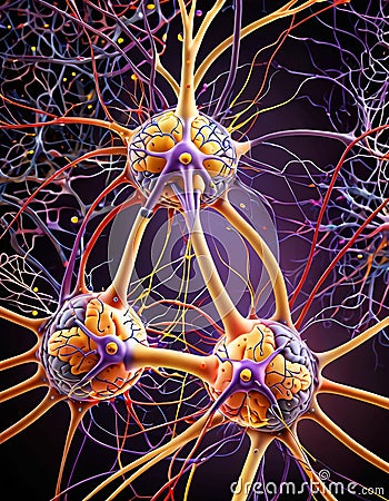 Neuronal Structure Close-Up Render Stock Photo