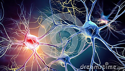 Neuronal synapse, network of neurons, brain cells Stock Photo