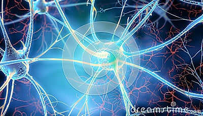 Neuronal synapse, network of neurons, brain cells Stock Photo