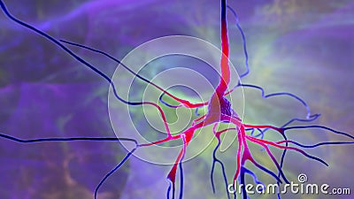 Neurons, brain cells, located in the frontal lobe of the human brain Cartoon Illustration