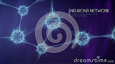 Neurons network, artificial intelligence digital brain synapse background. EPS 10 vector illustration. Vector Illustration