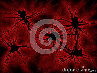 Neurons network negative red Stock Photo