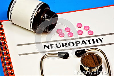 Neuropathy-text inscription on a form in a medical folder. Stock Photo