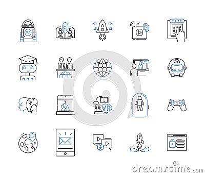Neuroscience line icons collection. Synapse, Cognition, Neurotransmitter, Plasticity, Perception, Axon, Dopamine vector Vector Illustration