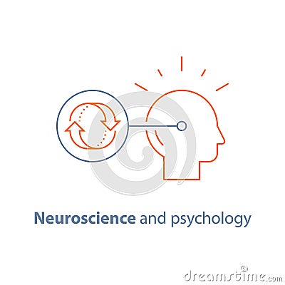 Decision making, obsessive thinking, neuroscience and psychology, bias concept, emotional intelligence, mindset Vector Illustration