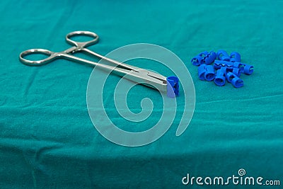 Neurosurgical instrument for hemostasis of scalp in brain surgery Stock Photo