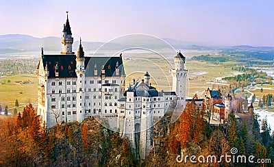 Neuschwanstein, beautiful castle near Munich in Bavaria, Germany Stock Photo