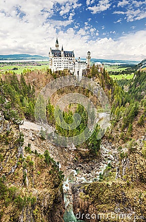 Neuschwanstein castle located in Schwangau, Germany. Editorial Stock Photo