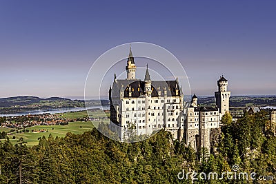 The Neuschwanstein Castle in Bavaria in Germany. Stock Photo