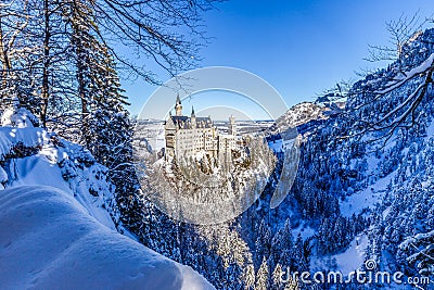 Winter wonderland at Neuschwanstein Castle Editorial Stock Photo