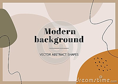 Fashion stylish templates with organic abstract shapes and line in nude pastel colors. Vector Illustration