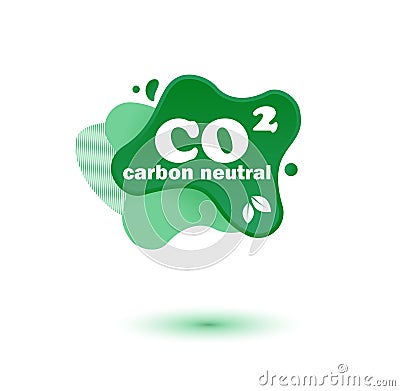 Neutral carbon CO2 stamp. Stiker neutral carbon dioxyde footprint Vector Illustration