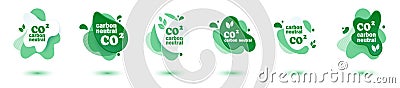 Neutral carbon CO2 stamp. Stiker neutral carbon dioxyde footprint Vector Illustration