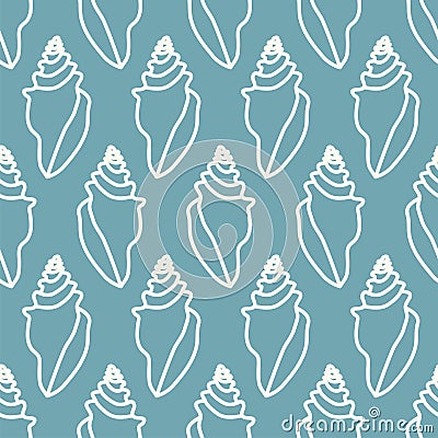 Neutral colors seamless pattern with hand drawn seashells, marine theme illustration in minimal scandinavian style Vector Illustration