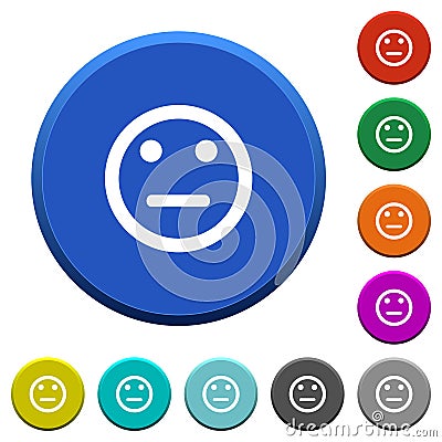Neutral emoticon beveled buttons Stock Photo