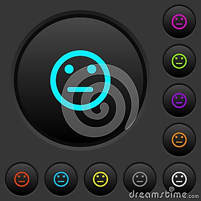 Neutral emoticon dark push buttons with color icons Stock Photo
