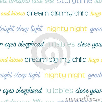 Neutral Gender Night time words vector repeat pattern Vector Illustration