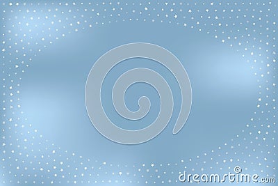 Neutral light-blue banner bordered by stars in different transparency with place for text Vector Illustration