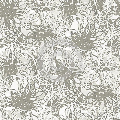 Neutral surreal flower seamless vector texture pattern background. Scattered overlapping flowers creating weave swirl Stock Photo