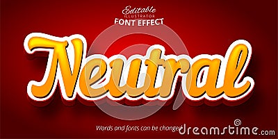 Neutral text, 3d editable font effect Vector Illustration