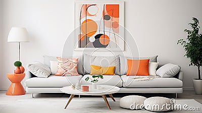 neutral white home background Cartoon Illustration