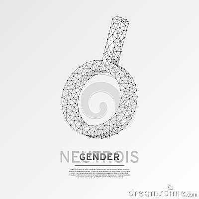 Neutrois symbol. Wireframe digital 3d illustration. Low poly any sexuality Abstract Vector polygonal origami LGBT Vector Illustration