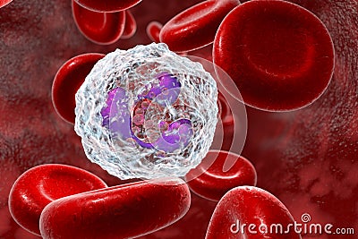 Neutrophil in blood, a white blood cell Cartoon Illustration