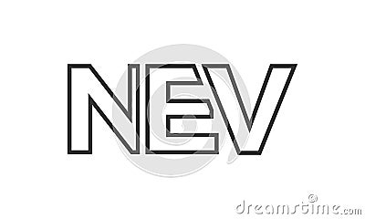 NEV logo design template with strong and modern bold text. Initial based vector logotype featuring simple and minimal typography. Vector Illustration