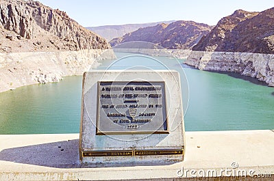 Nevada and Arizona state line at the Hoover dam Editorial Stock Photo