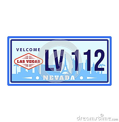 Nevada car license plate, american state vehicle registration number vector illustration. Usa automobile colorful symbol Vector Illustration