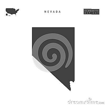 Nevada US State Vector Map Isolated on White Background. High-Detailed Black Silhouette Map of Nevada Vector Illustration