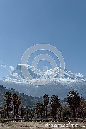 Nevado Huascaran seen from Yungay Stock Photo