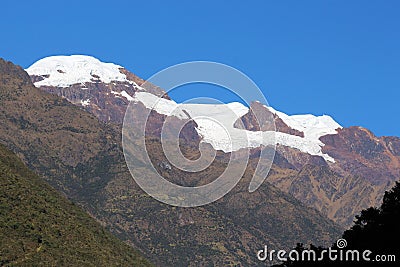 Glacier covered mountain in the Peruvian Andes Stock Photo