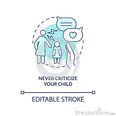 Never criticize your child turquoise concept icon Vector Illustration