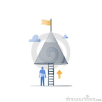 Mountain top, never give up concept, reach higher goal, next level, way to success, growth mindset, overcome obstacle Vector Illustration