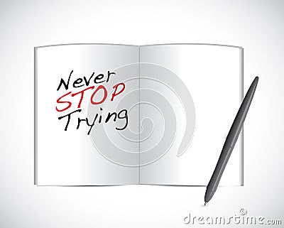 Never stop trying message illustration Cartoon Illustration