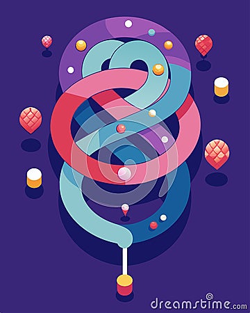 A neverending spiral of tangled pathways leading deeper and deeper into the complexities of the brain.. Vector Vector Illustration