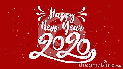 Happy Typographical 2020 New Year. Lettering Composition And Burst. Holiday vintage festive label Vector Illustration