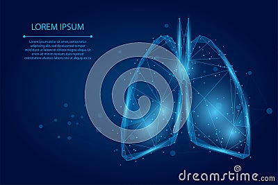 Abstract mash line and point humans lungs connected dots low poly wireframe Vector Illustration