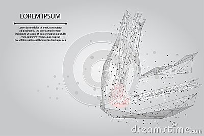 newAbstract mash line and poin human arm joint. Low poly design elbow cure pain treatment vector Vector Illustration
