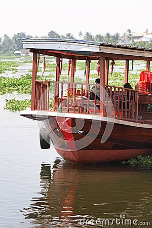 New adventure experience tourists passenger boat trip during holiday vacation at Floating market in Bangkok Thailand Editorial Stock Photo