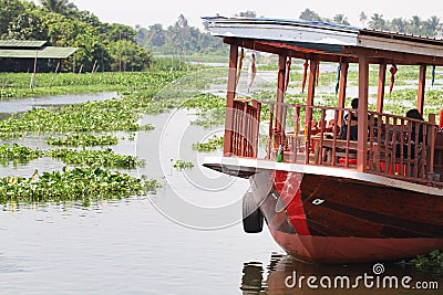 New adventure experience tourists passenger boat trip during holiday vacation at Floating market in Bangkok Thailand Editorial Stock Photo