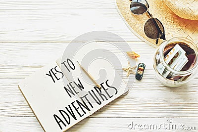 New adventure text sign concept. say yes to new adventures. plan Stock Photo