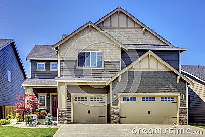 New American home exterior. Stock Photo