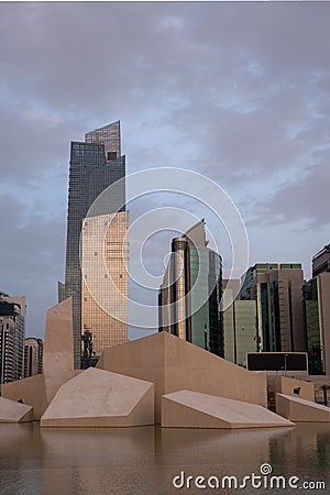 New Architechural art at Al Hosn Fort against cityscape, Abu Dhabi, UAE Editorial Stock Photo