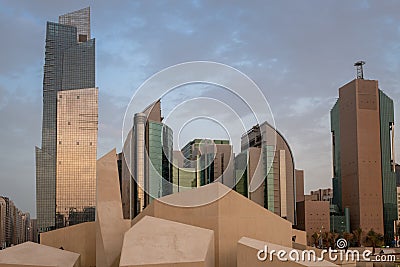 New Architechural art at Al Hosn Fort against cityscape, Abu Dhabi, UAE Editorial Stock Photo