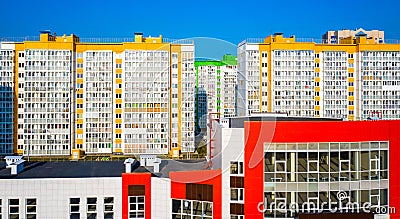 New area with panel multi - storey buildings painted in different colors Stock Photo
