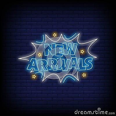 New Arrivals Neon Signs Style Text Vector Vector Illustration